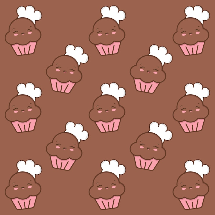 Vector cute background pattern mascot cupcake vector