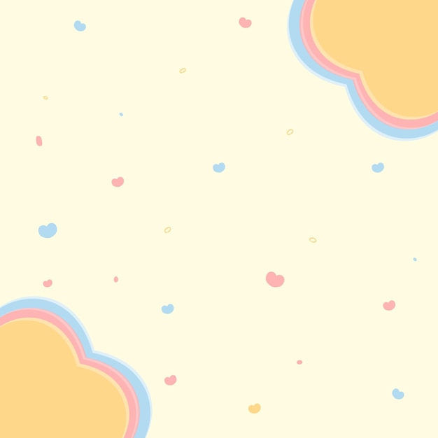 Vector cute background rainbow with hearts and clouds vector