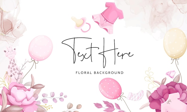 Cute background with baby stuff and beautiful floral