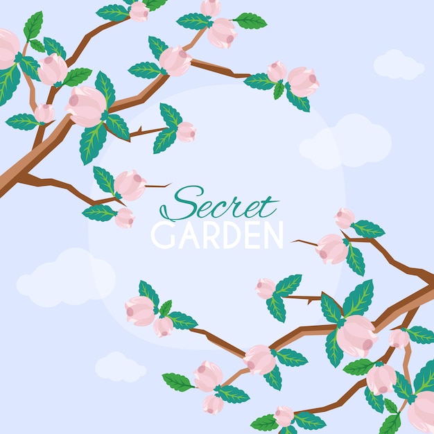 Vector cute background with cherry blossom flowers