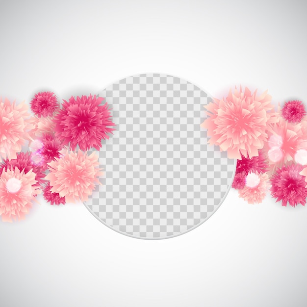 Vector cute background with frame and flowers collection set.