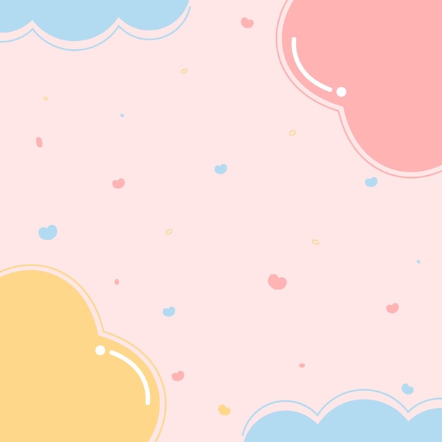 Vector cute background with hearts and clouds vector