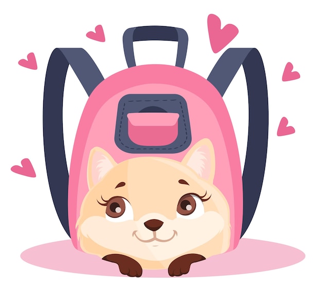 Vector cute backpack with dog