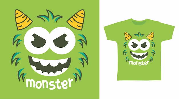 Cute bad monster face for tee design