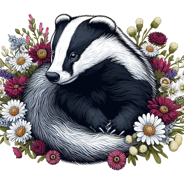 Vector cute badger vector cartoon illustration