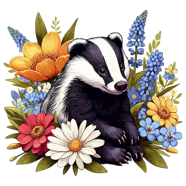 Cute badger vector cartoon illustration