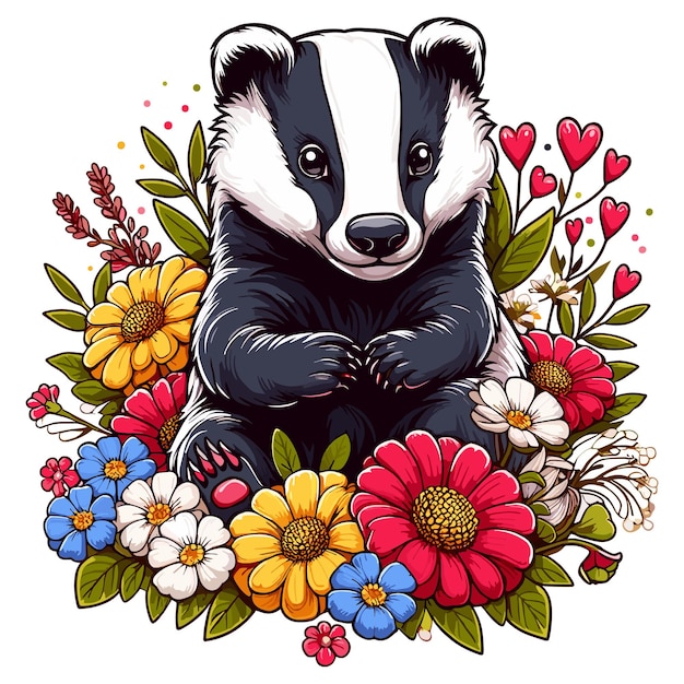 Vector cute badger vector cartoon illustration