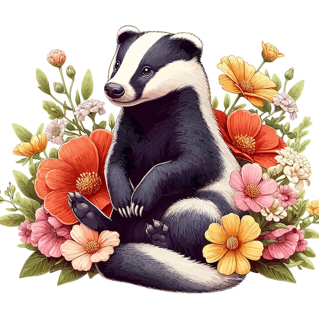 Cute badger vector cartoon illustration