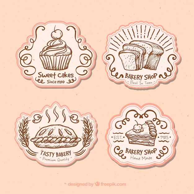 Vector cute badges for a bakery