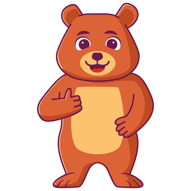 Cute baer giving thumb up Cartoon teddy bear with ok sign hand