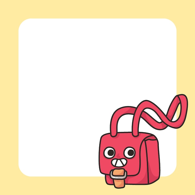 cute bag with happy face drawing illustration