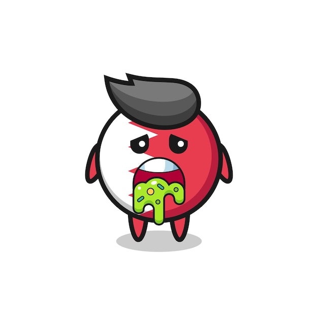 The cute bahrain flag badge character with puke