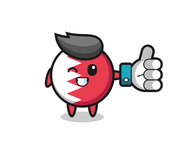 Cute bahrain flag badge with social media thumbs up symbol , cute style design for t shirt, sticker, logo element