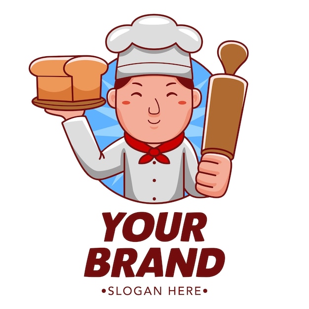 Cute Baker Cartoon Mascot Logo