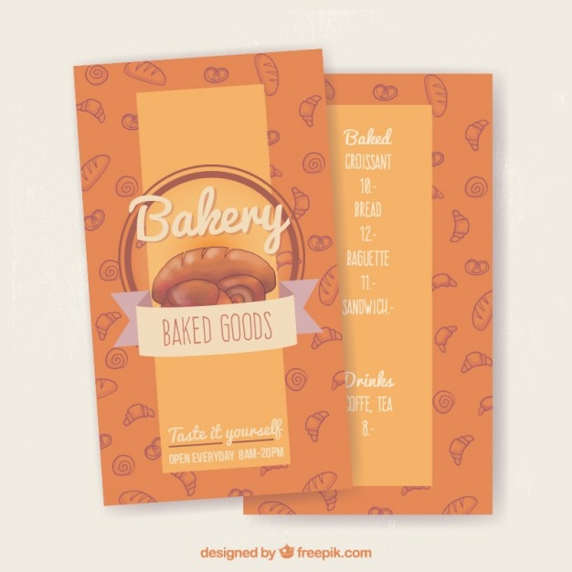 Cute bakery menu