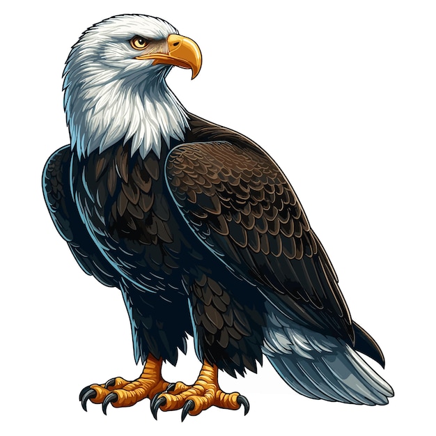 Vector cute bald eagle vector cartoon illustration