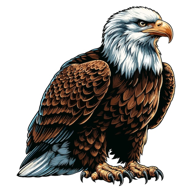 Vettore cute bald eagle vector illustrazione di cartoni animati