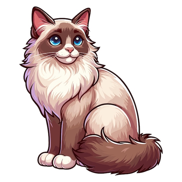 Vector cute balinese cat vector cartoon illustration