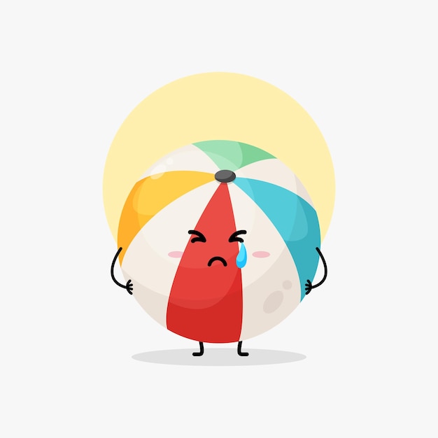 Cute ball character crying illustration