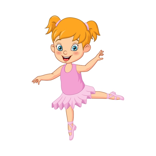 Premium Vector  Cute ballerina girl in pink dress dancing