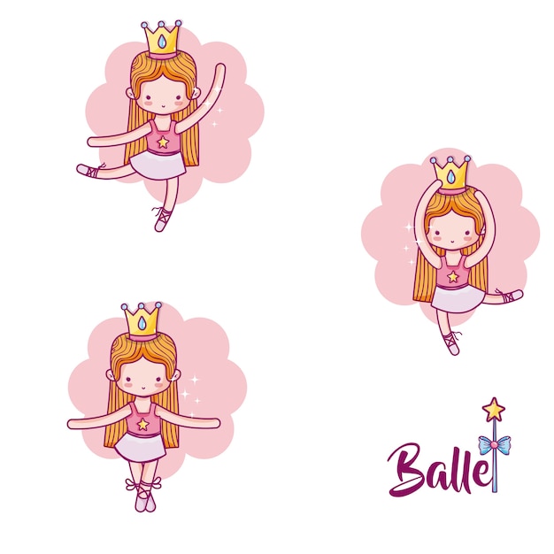 Vector cute ballerina set