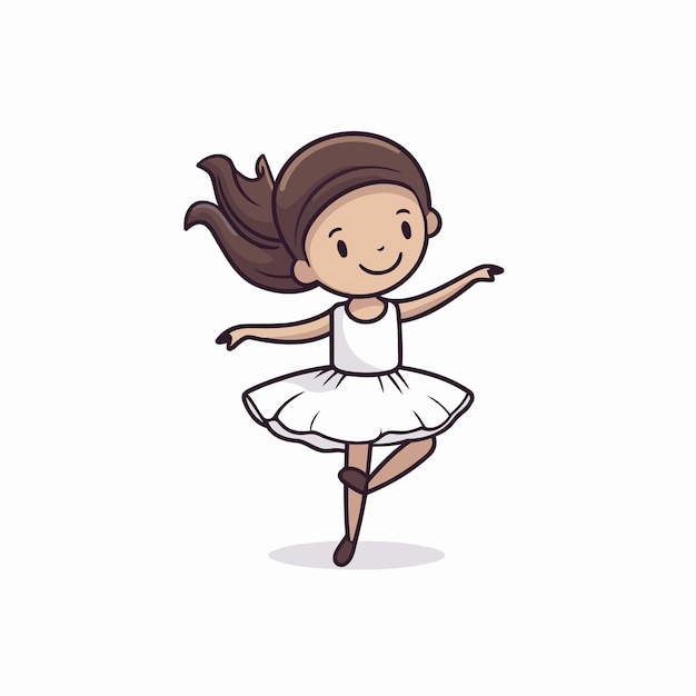 Cute ballerina in white tutu Vector illustration