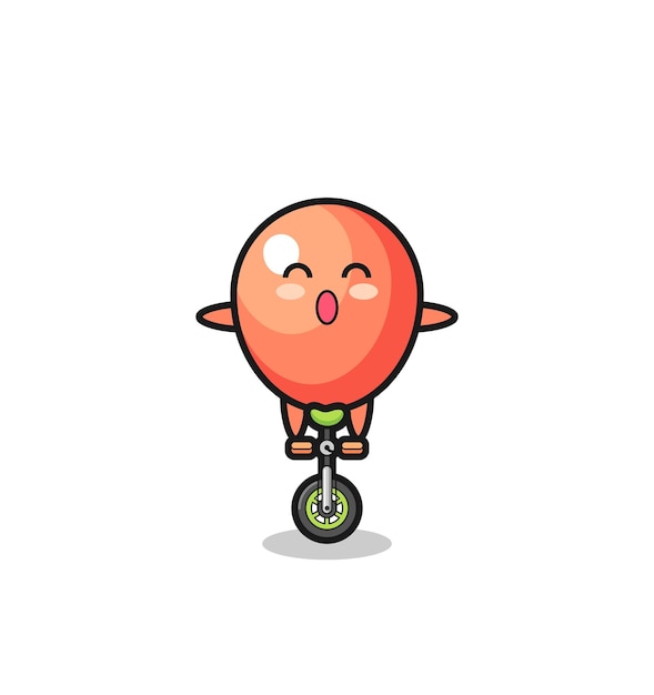 The cute balloon character is riding a circus bike