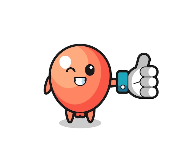 Vector cute balloon with social media thumbs up symbol cute design