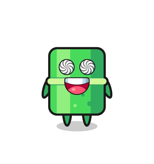 Vector cute bamboo character with hypnotized eyes