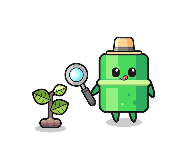 Cute bamboo herbalist researching a plants cute design