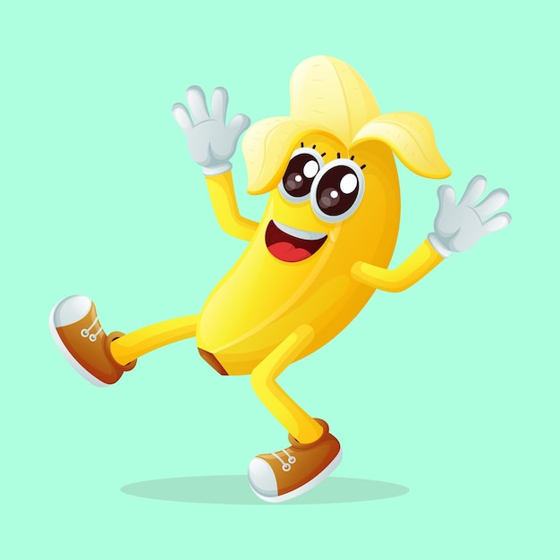 Cute banana character smiling with a happy expression