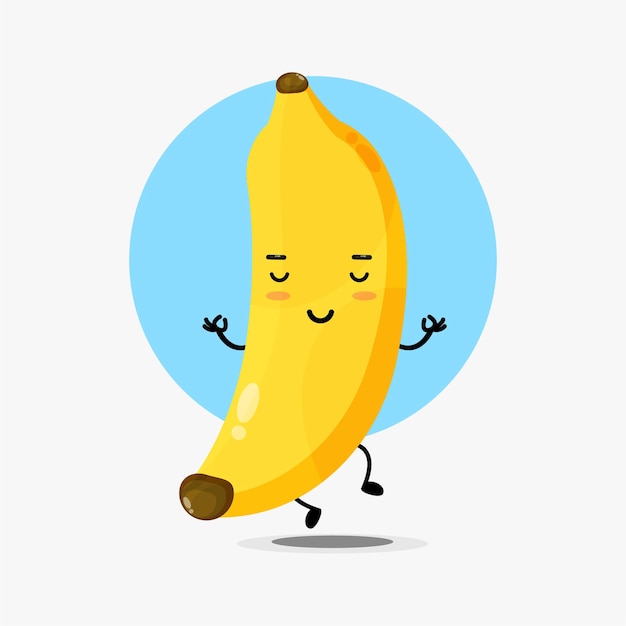 Cute banana character in yoga pose