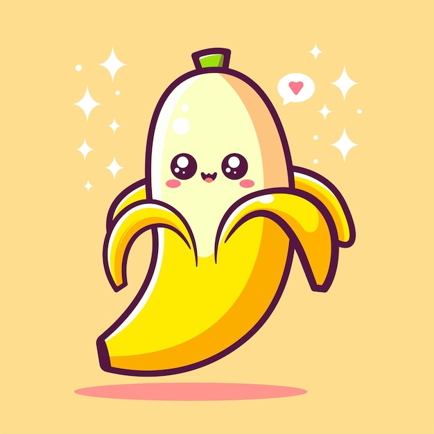 Vector cute banana fruit cartoon vector illustration