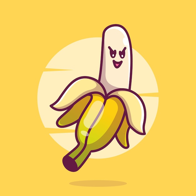 Cute banana mascot illustration vector icon flat cartoon concept