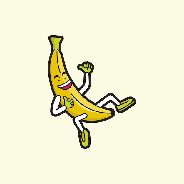 Vector cute banana mascot logo design