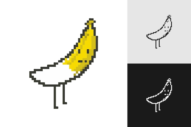 バナナピクセル 8ビットキャラクター ベクトルイラスト