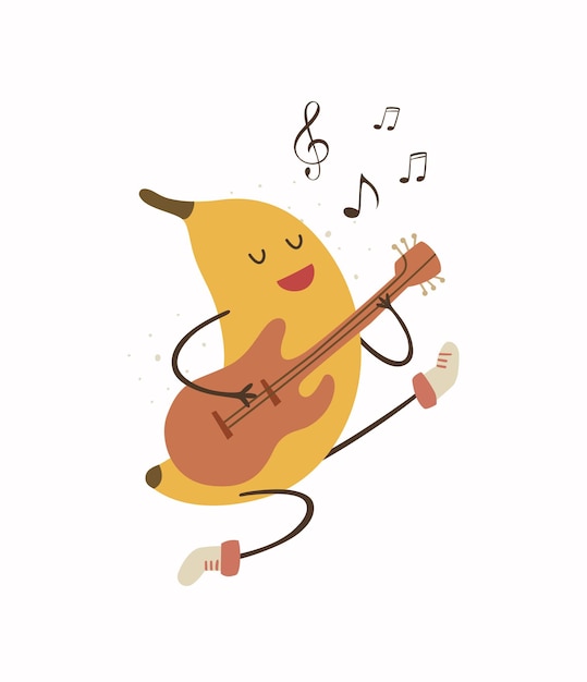 Cute banana playing guitar