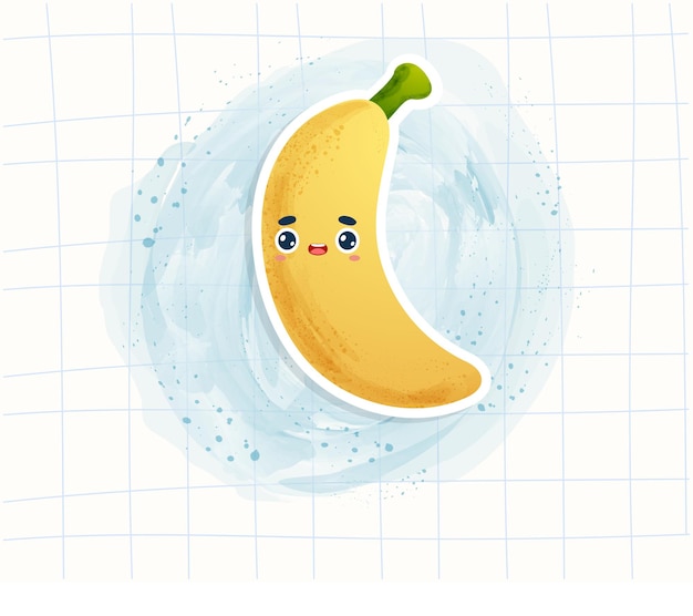 Cute banana watercolor sticker