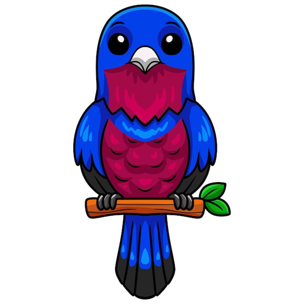 Vector cute banded cotinga bird cartoon on tree branch