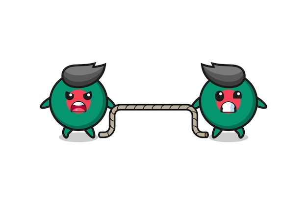 Cute bangladesh flag character is playing tug of war game