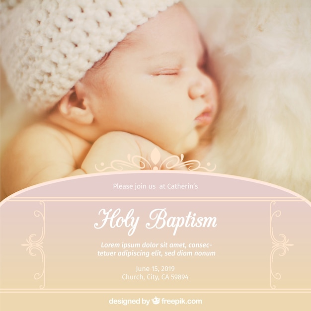 Vector cute baptism invitation