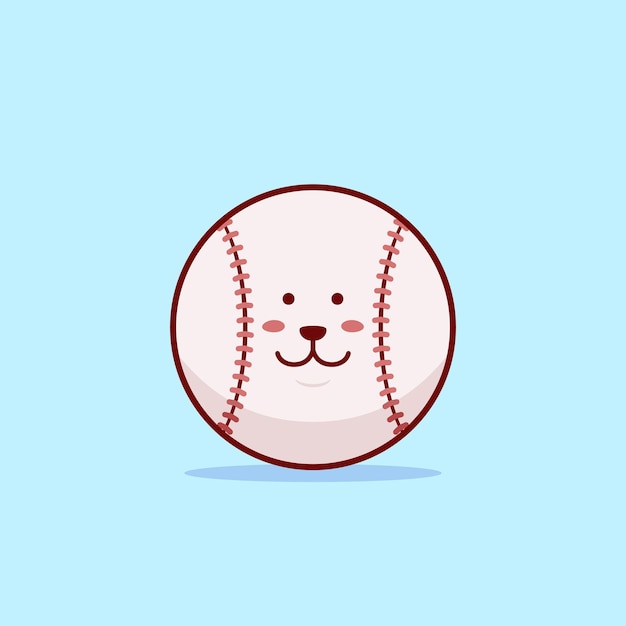 Симпатичный мультфильм о бейсбольном мяче с корейской иллюстрацией сердечек
