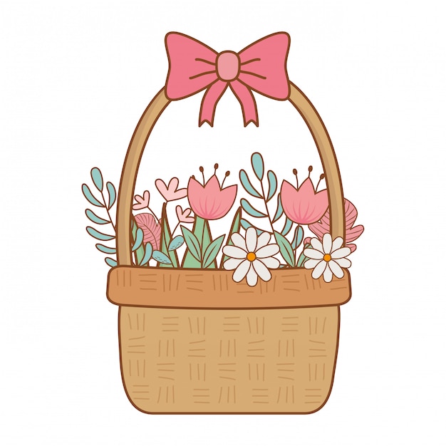 Cute basket straw with flowers