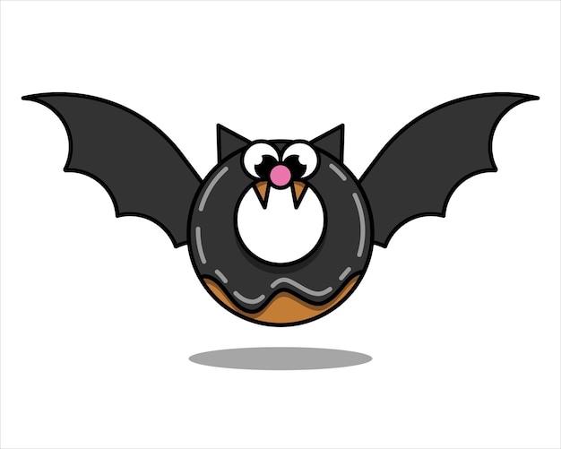 cute bat donut vector logo