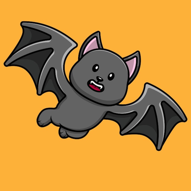 Vector cute bat flying cartoon vector icon illustration