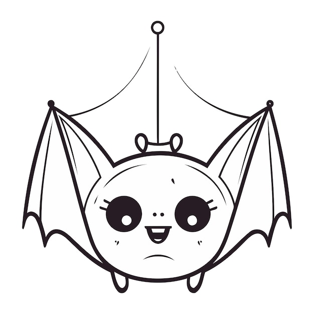 Vector cute bat flying kawaii character icon vector illustration designicon