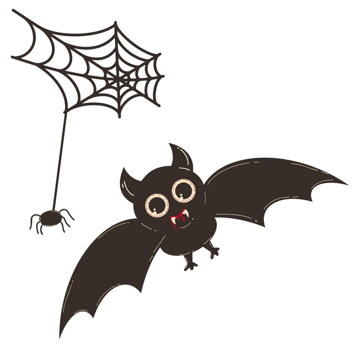 Vector cute bat for halloween vector character illustration in flat retro cartoon style funny bat in flig