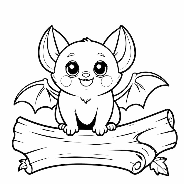 Cute Bat illustration for coloring book