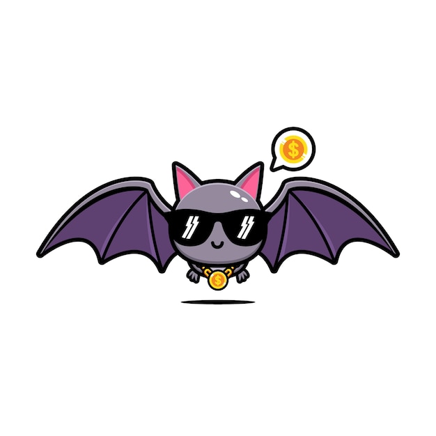 Cute bat mascot cartoon