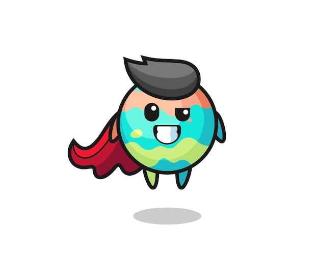 Vector the cute bath bombs character as a flying superhero